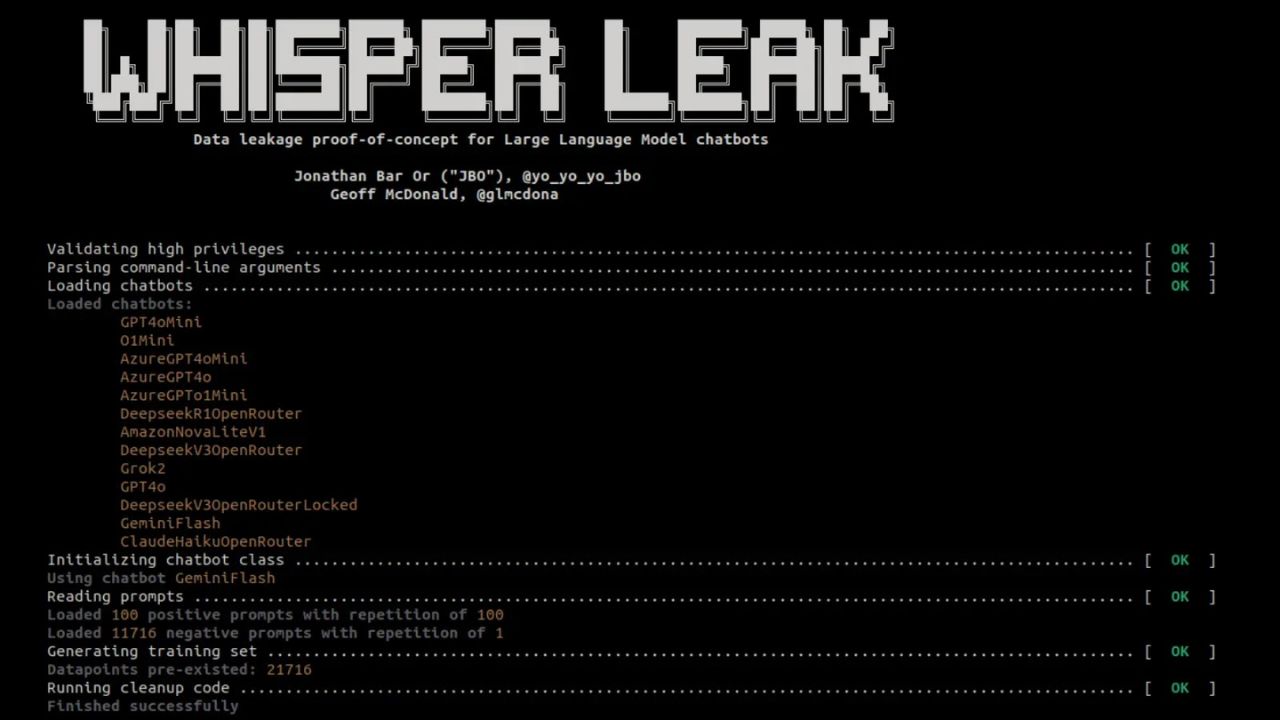 Microsoft scopre l’attacco ‘Whisper Leak’ che identifica i temi delle conversazioni con chatbot AI﻿